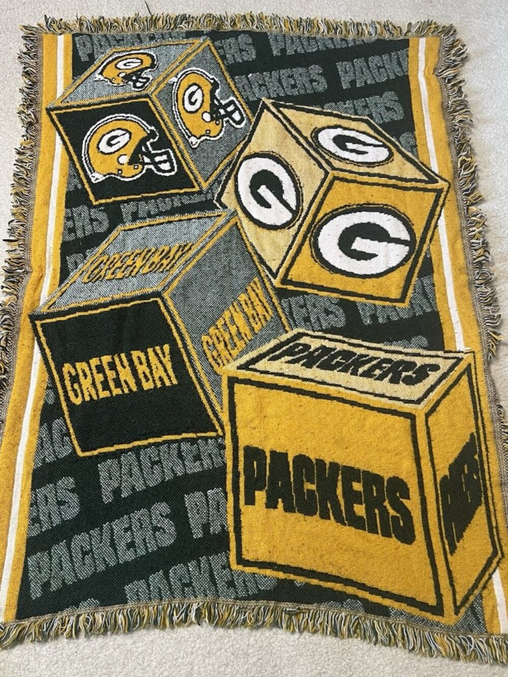 Green Bay Packers Throw Blanket 42x32 Fringe Woven NFL Football Acrylic USA